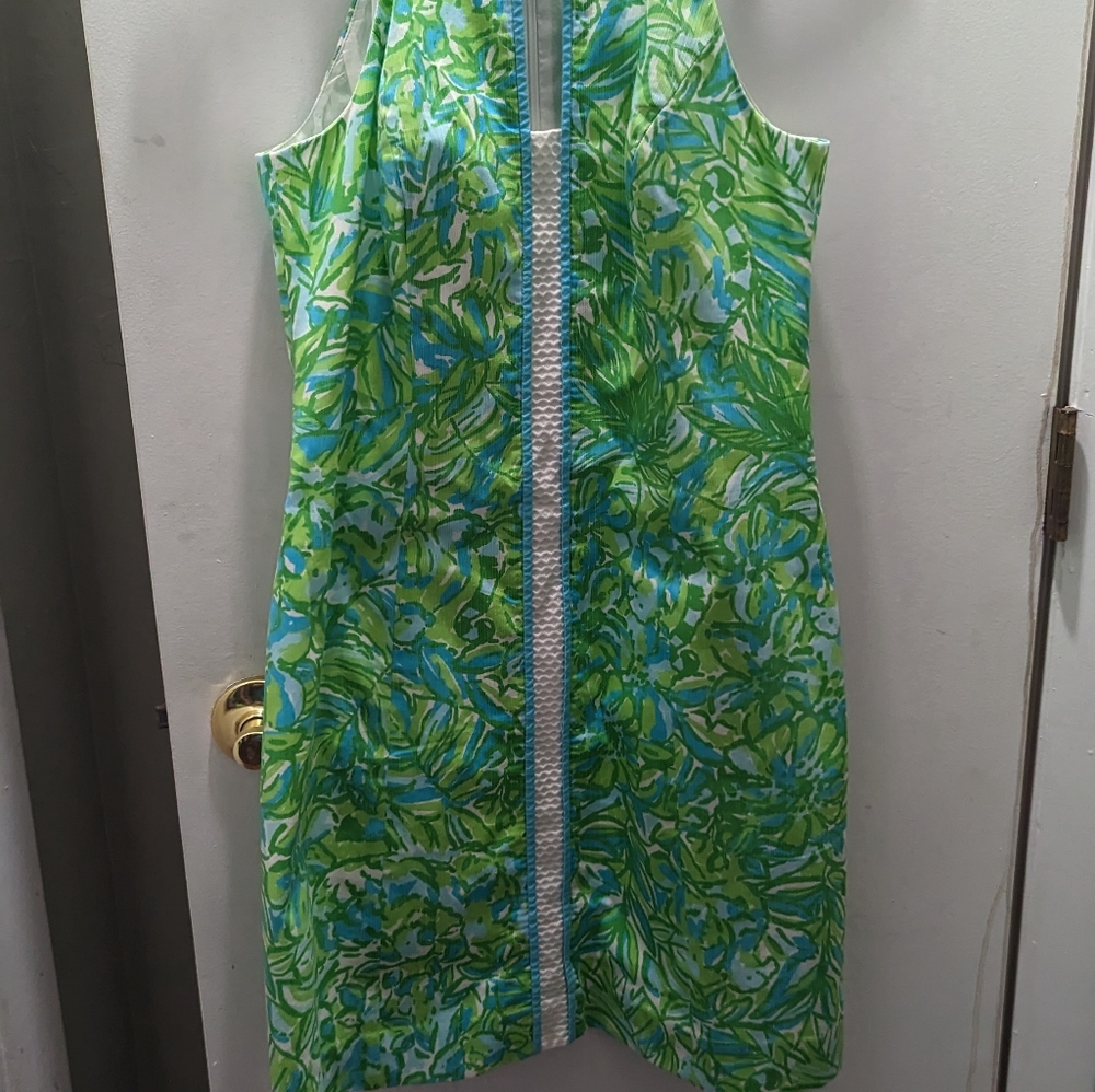 Lilly Pulitzer green  Blue sleeveless shift dress like new size 4 - Picture 7 of 7